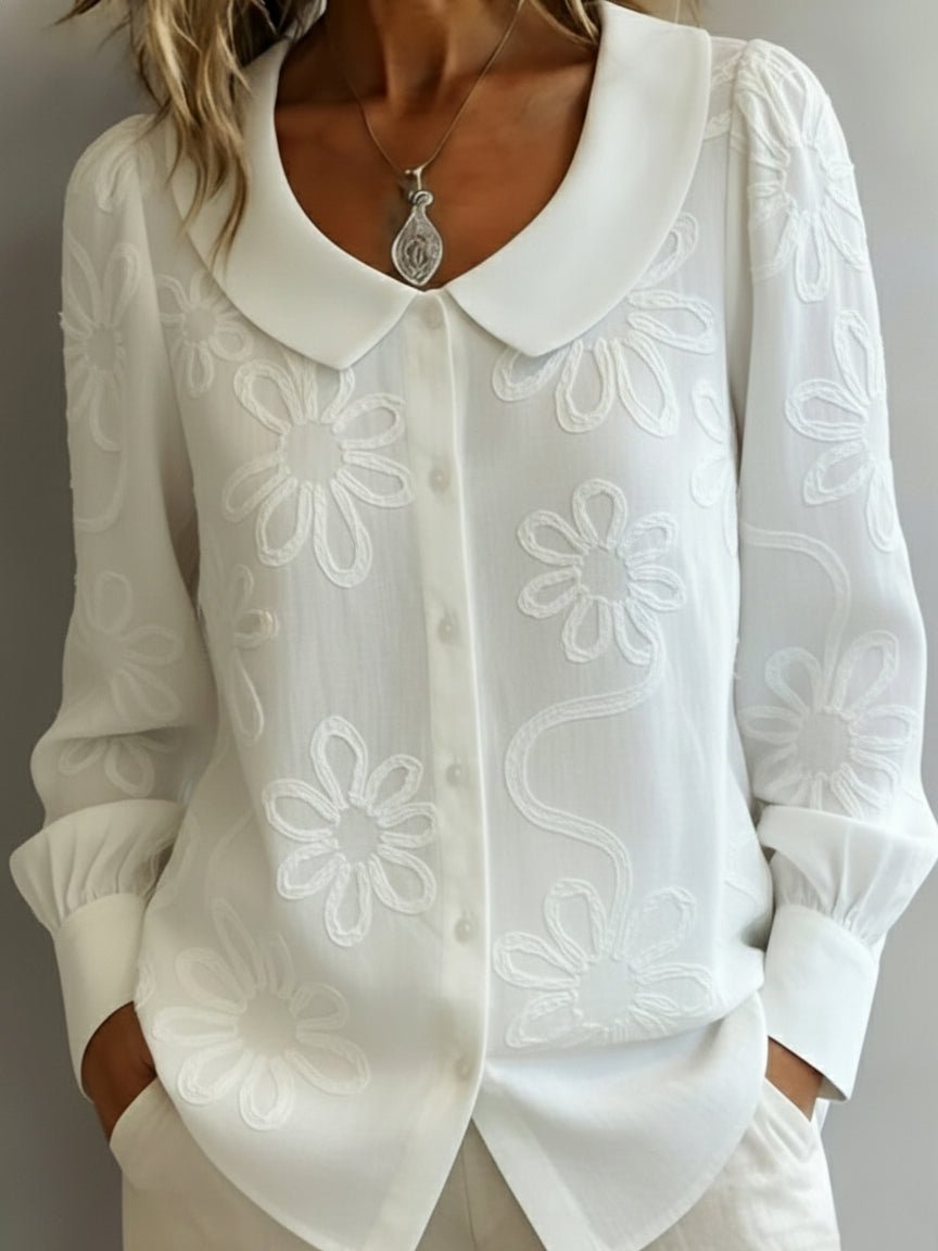Maite | Blusa Floral con Cuello Peter Pan