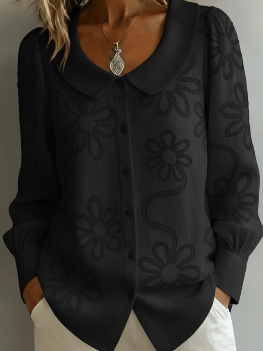 Maite | Blusa Floral con Cuello Peter Pan