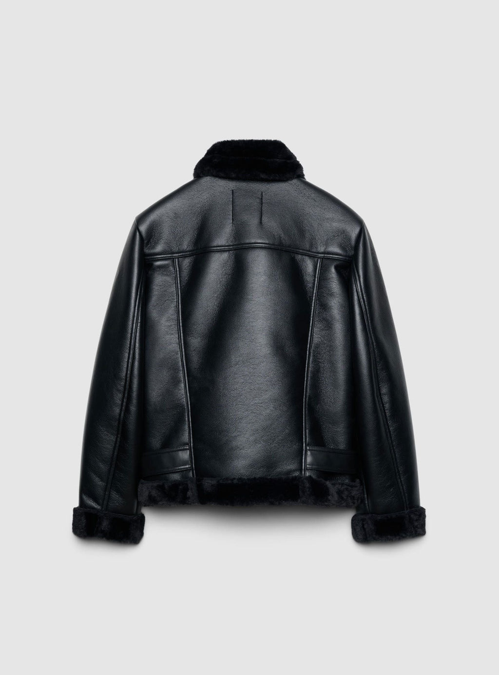 Chaqueta Biker Efecto Borreguito Negro