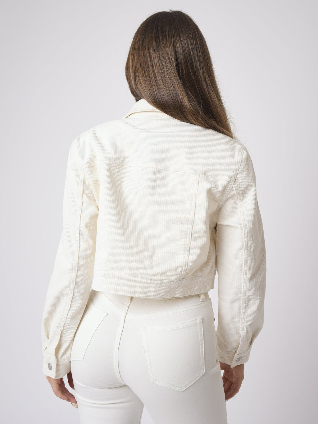 Corduroy Cropped Denim-Style Jacket