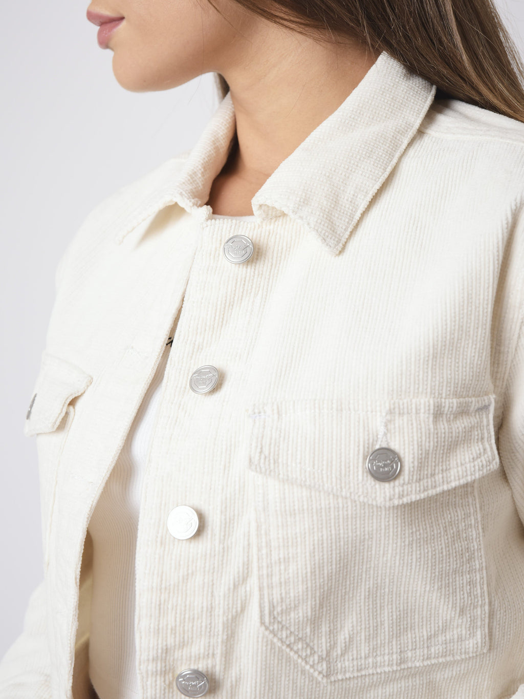 Corduroy Cropped Denim-Style Jacket