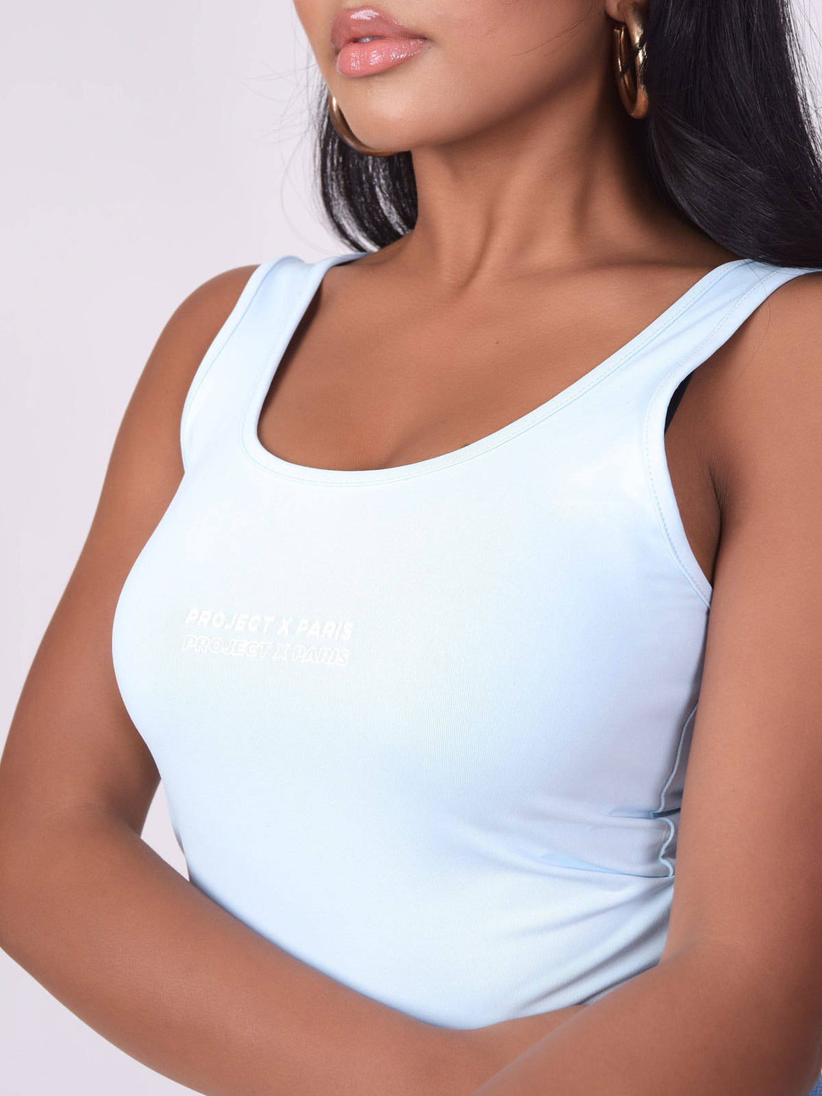 Light Blue Wide Strap Top