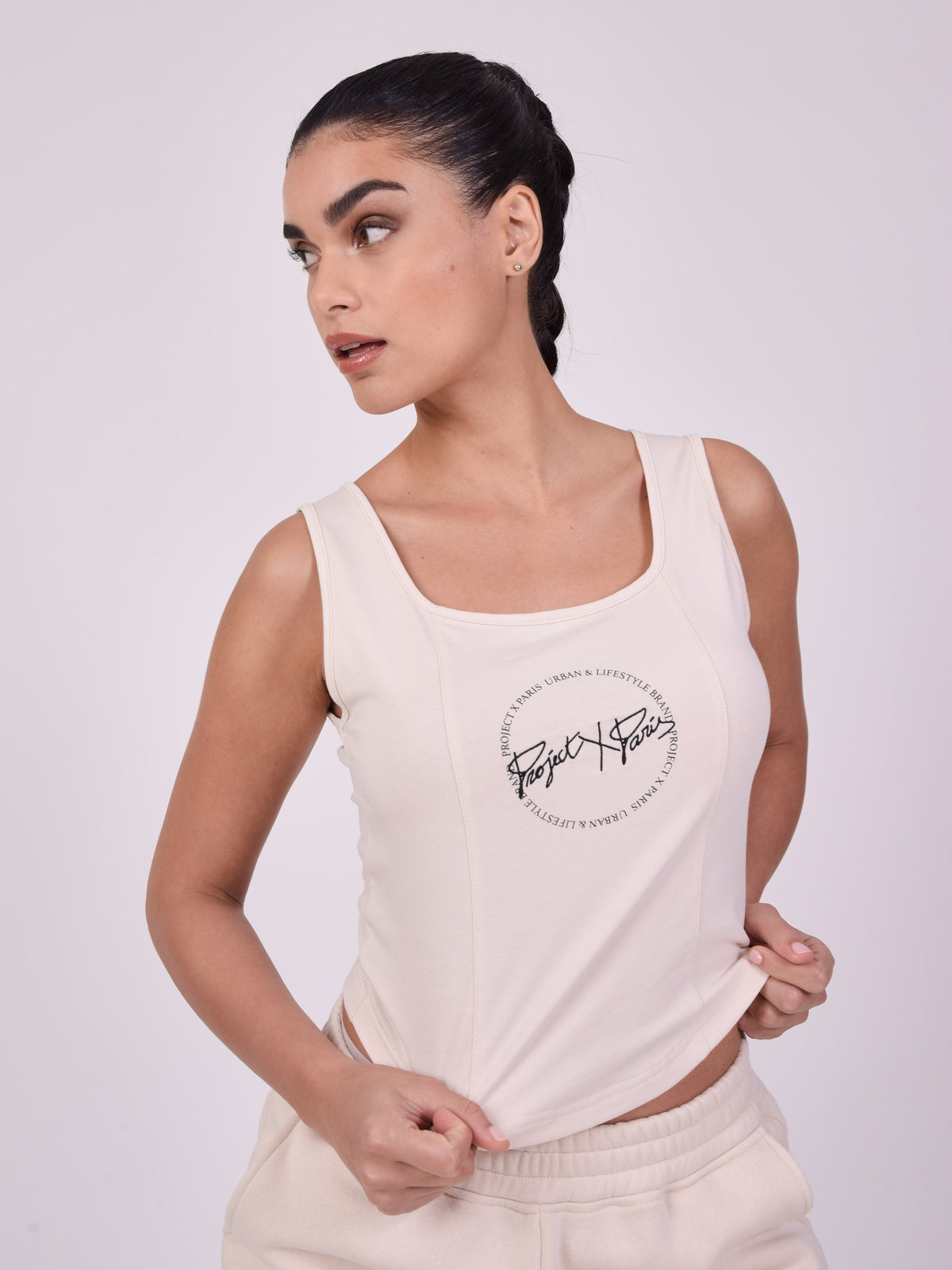 Ivory Logo Wide Strap Tank Top