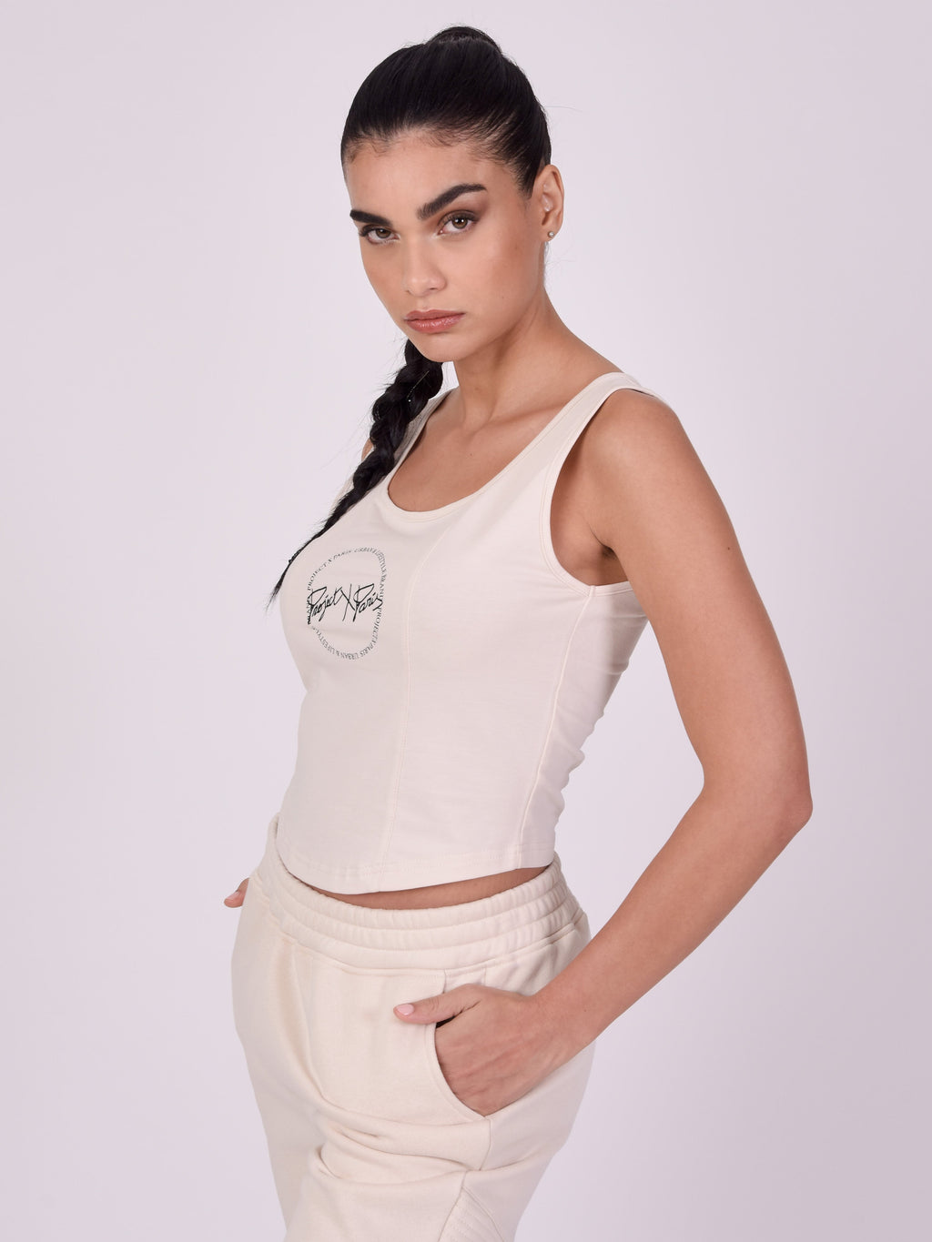 Ivory Logo Wide Strap Tank Top