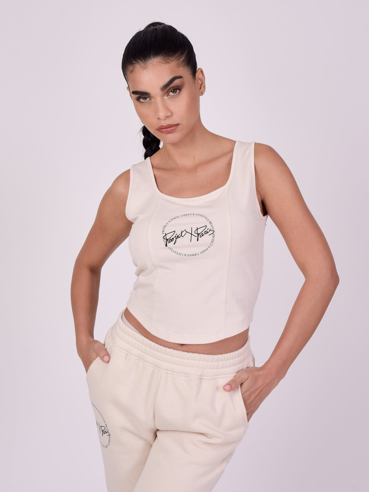 Ivory Logo Wide Strap Tank Top