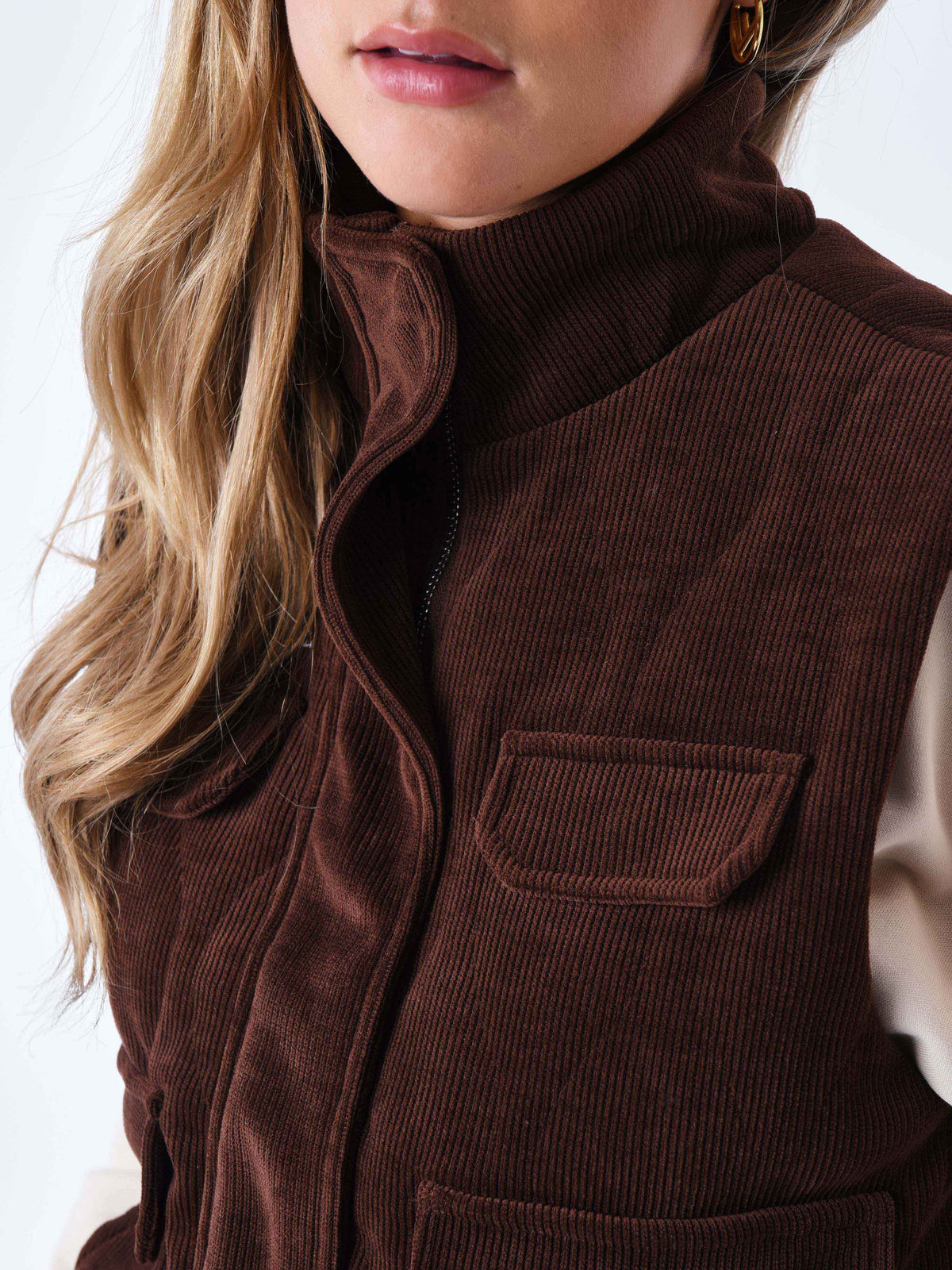 Velvet-Effect Padded Gilet