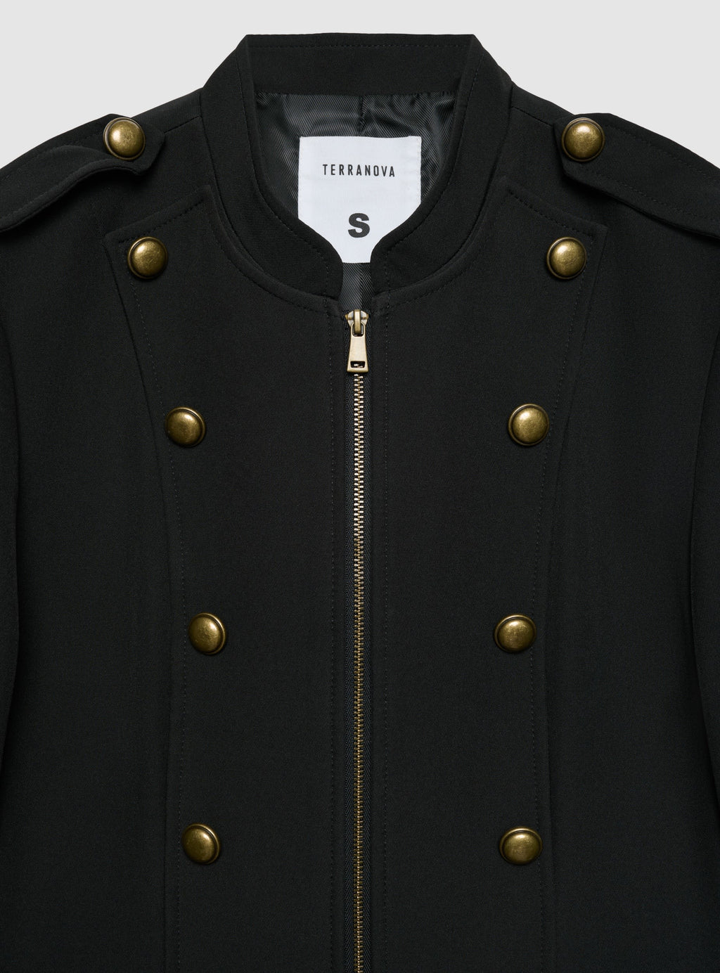 Black Zip-Up Military Style Cropped Jacket