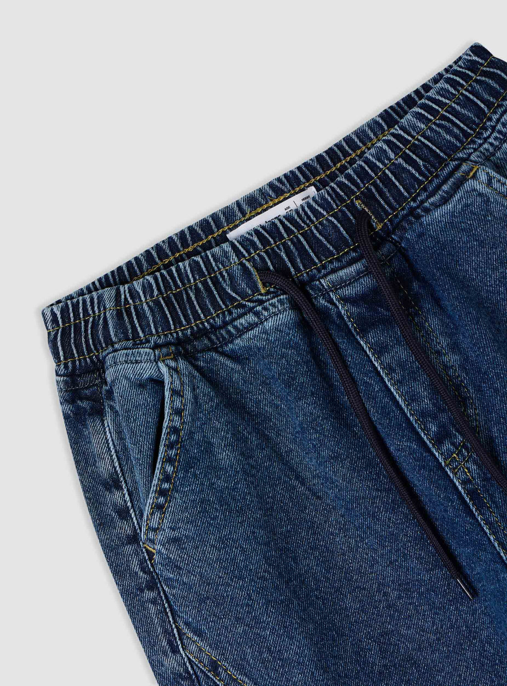 Barrel Jogger Jeans with Drawstring Medium Denim Blue
