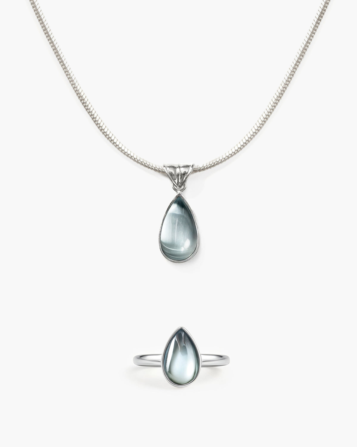 Anillo Gota de Agua en Azul Marino