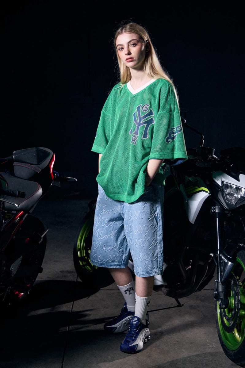 Camiseta Grimey Sweet Science Reversible Mesh Boxy Cuello V Azul Marino