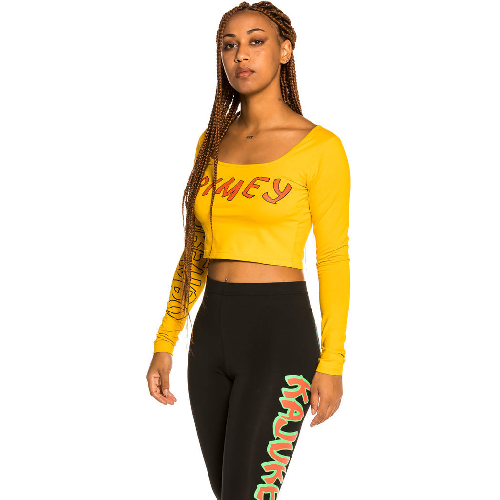 Grimey Women's Destroy All Fear Long Sleeve Cropped T-Shirt Yellow