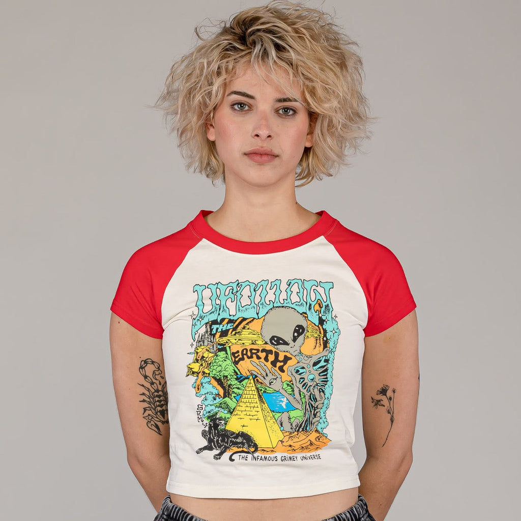 Top Grimey Ufollow Girl Raglan Ajustado Rojo