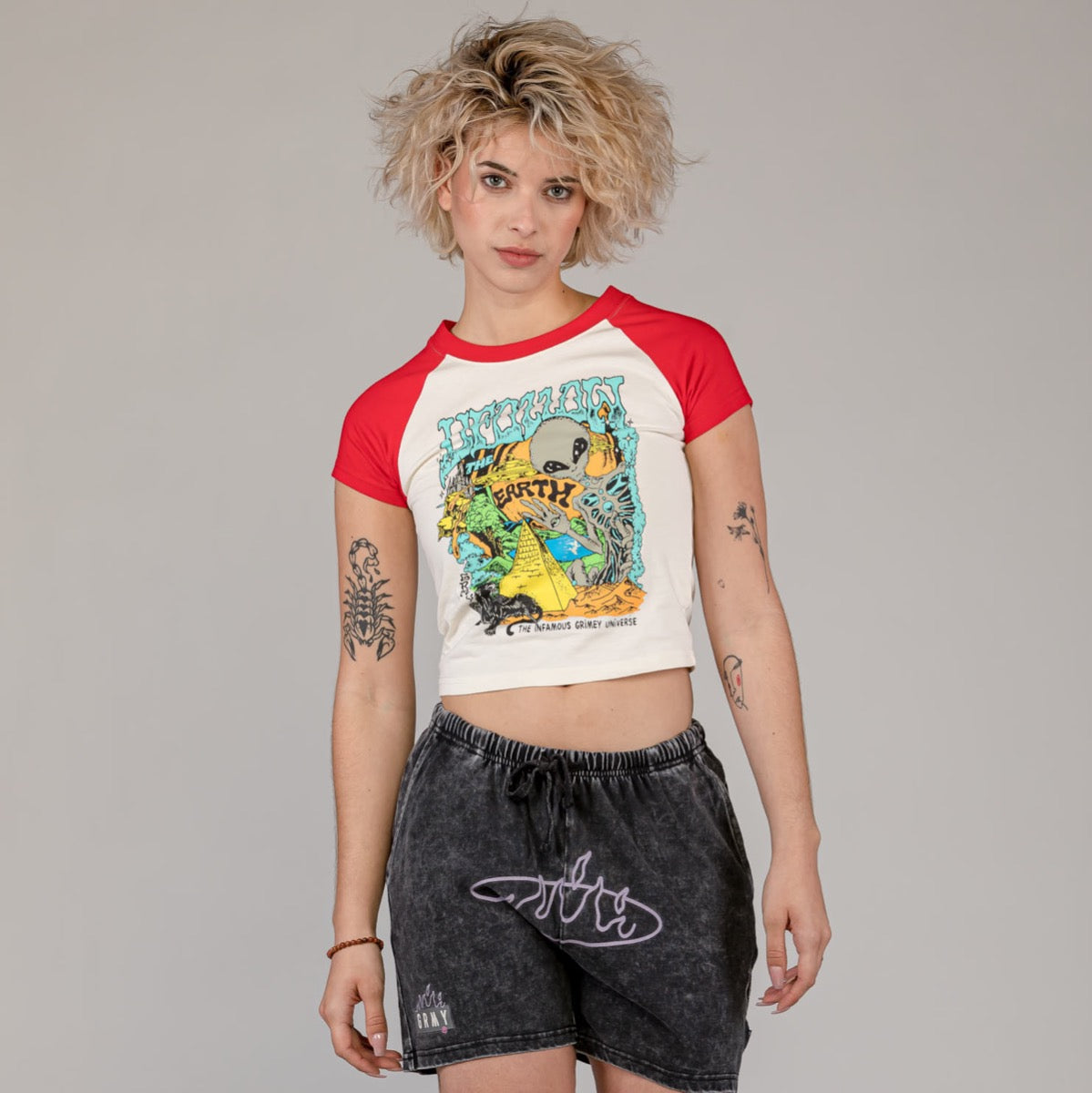 Top Grimey Ufollow Girl Raglan Ajustado Rojo
