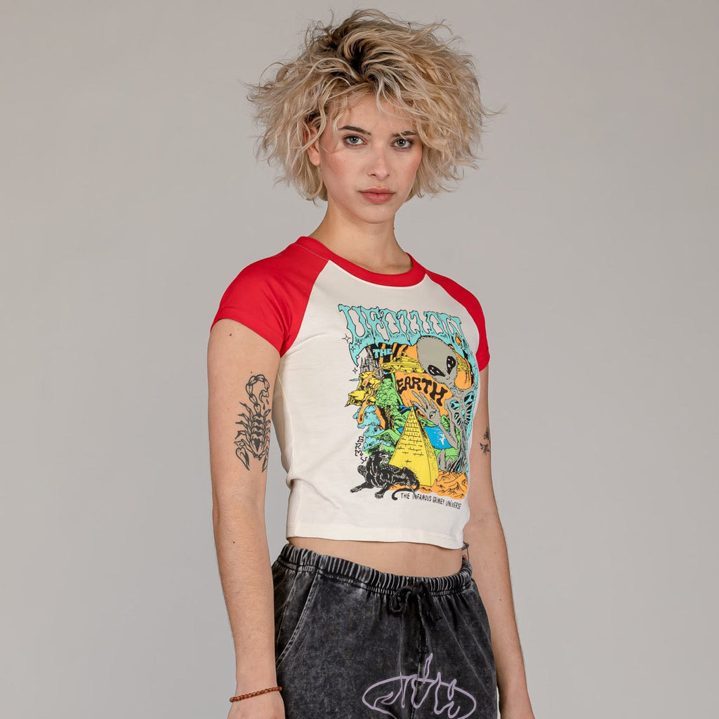 Top Grimey Ufollow Girl Raglan Ajustado Rojo