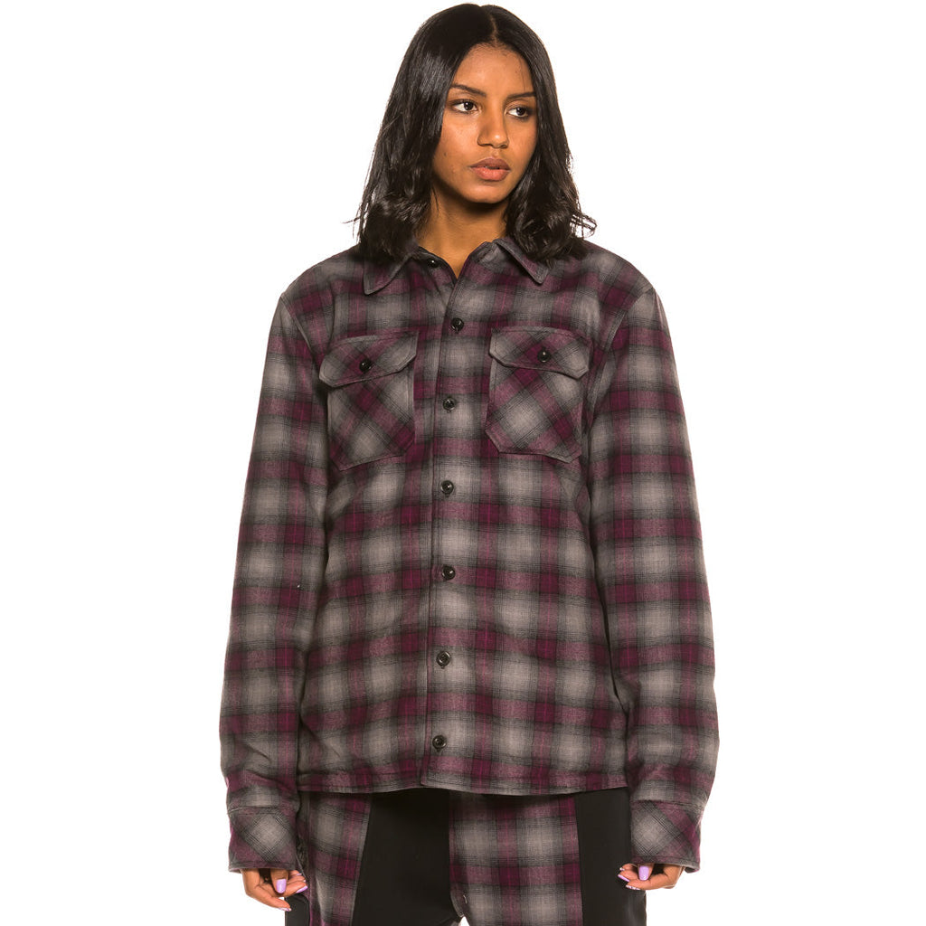 Grimey Unisex Yoga Fire Quilted Flannel Shirt Black