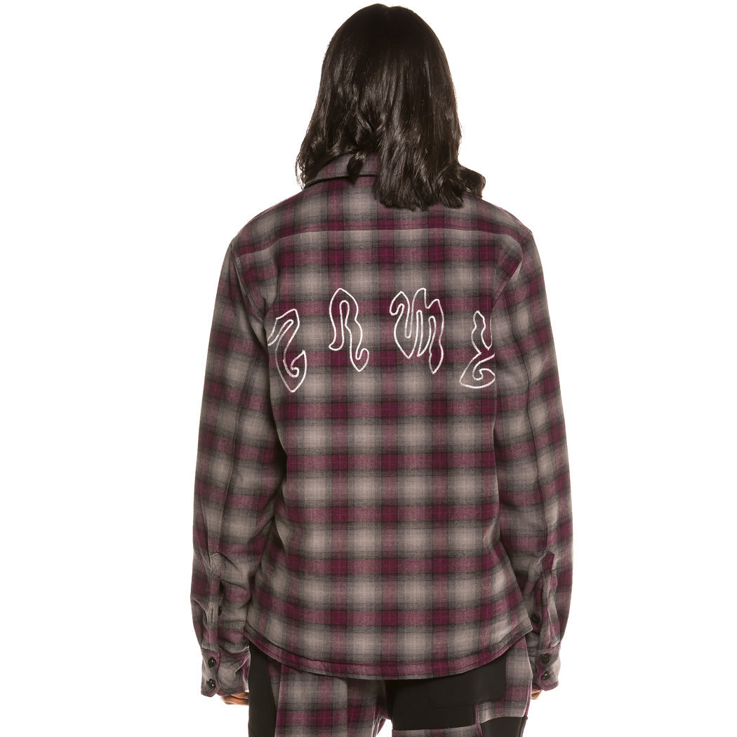 Grimey Unisex Yoga Fire Quilted Flannel Shirt Black