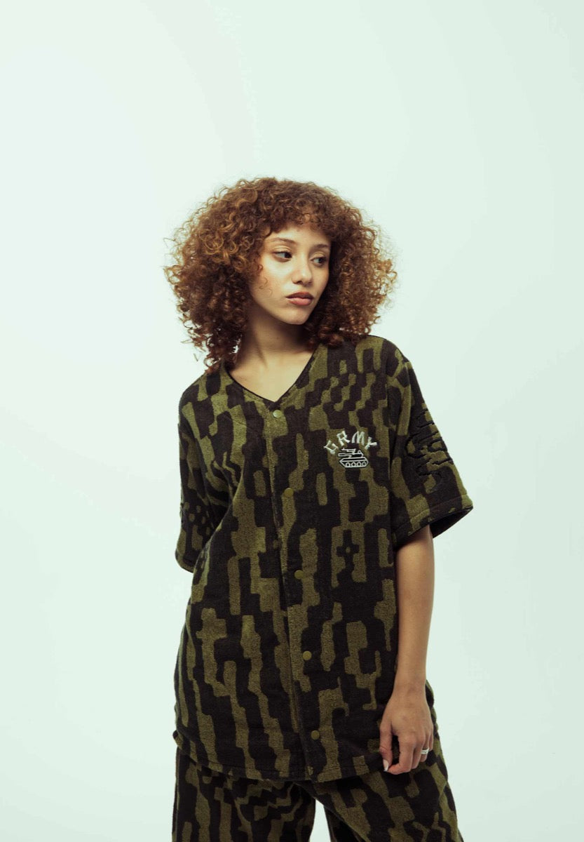 Grimey Lucky Dragon Jacquard Baseball Shirt Black