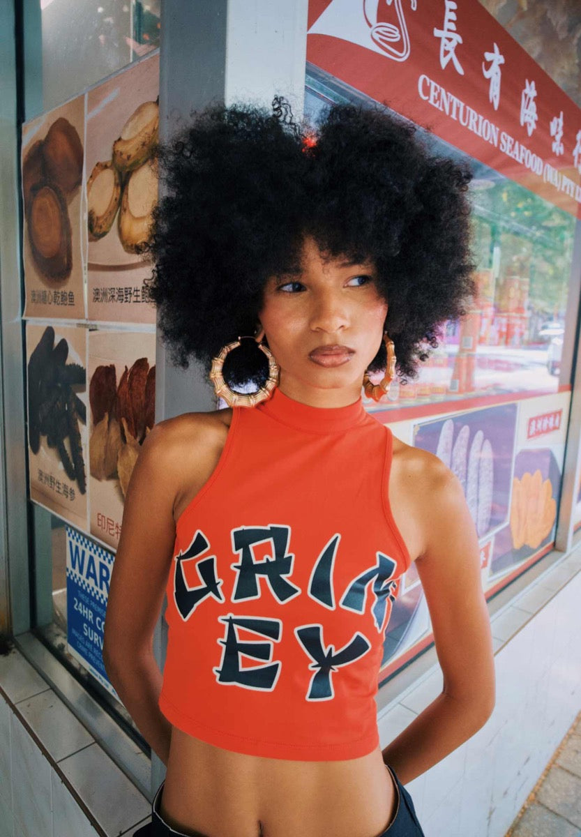 Top Grimey Lucky Dragon Girl Rojo