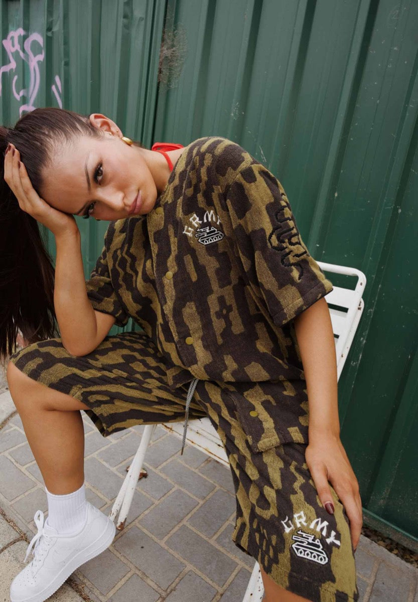 Grimey Lucky Dragon Jacquard Baseball Shirt Black