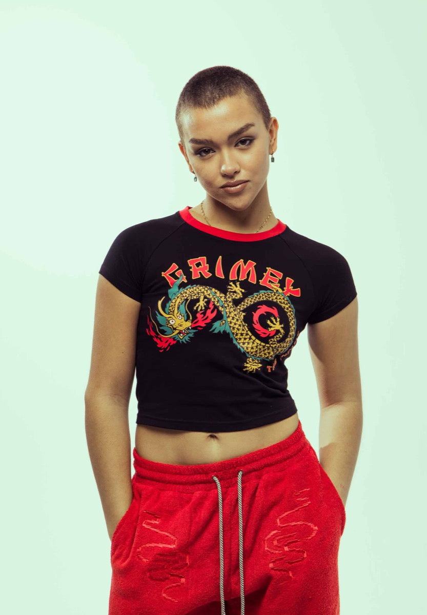 Camiseta Grimey Lucky Dragon Girl Raglan Negra