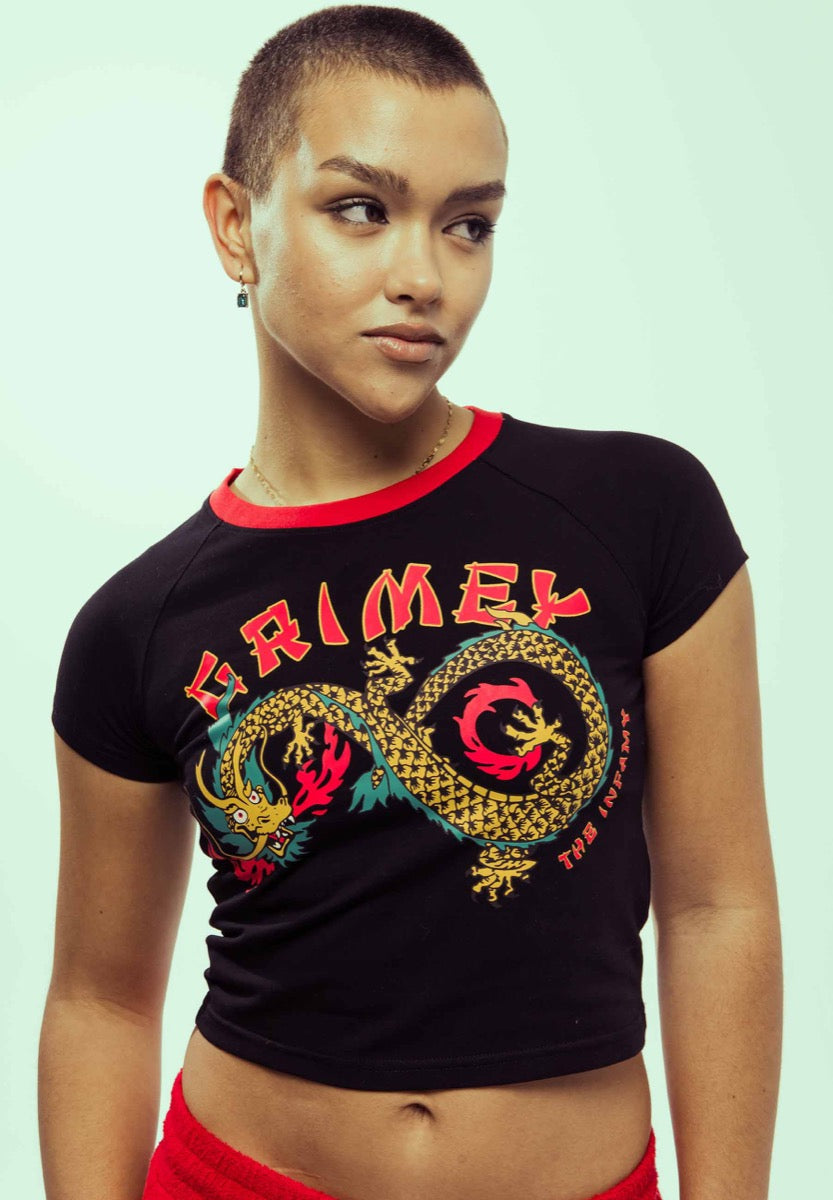 Camiseta Grimey Lucky Dragon Girl Raglan Negra
