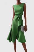 Claudia | Vestido Midi Asimétrico con Drapeado Elegante