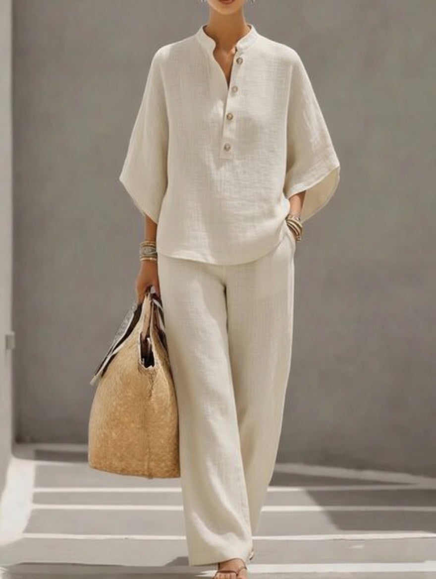Conjunto Floriane de Dos Piezas Elegante de Estilo Natural