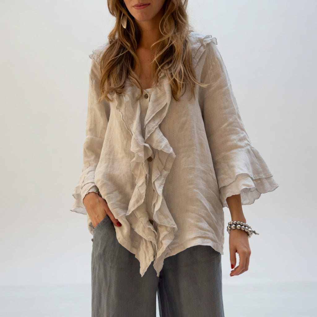 Apolline | Blusa Fluida con Cuello de Volante