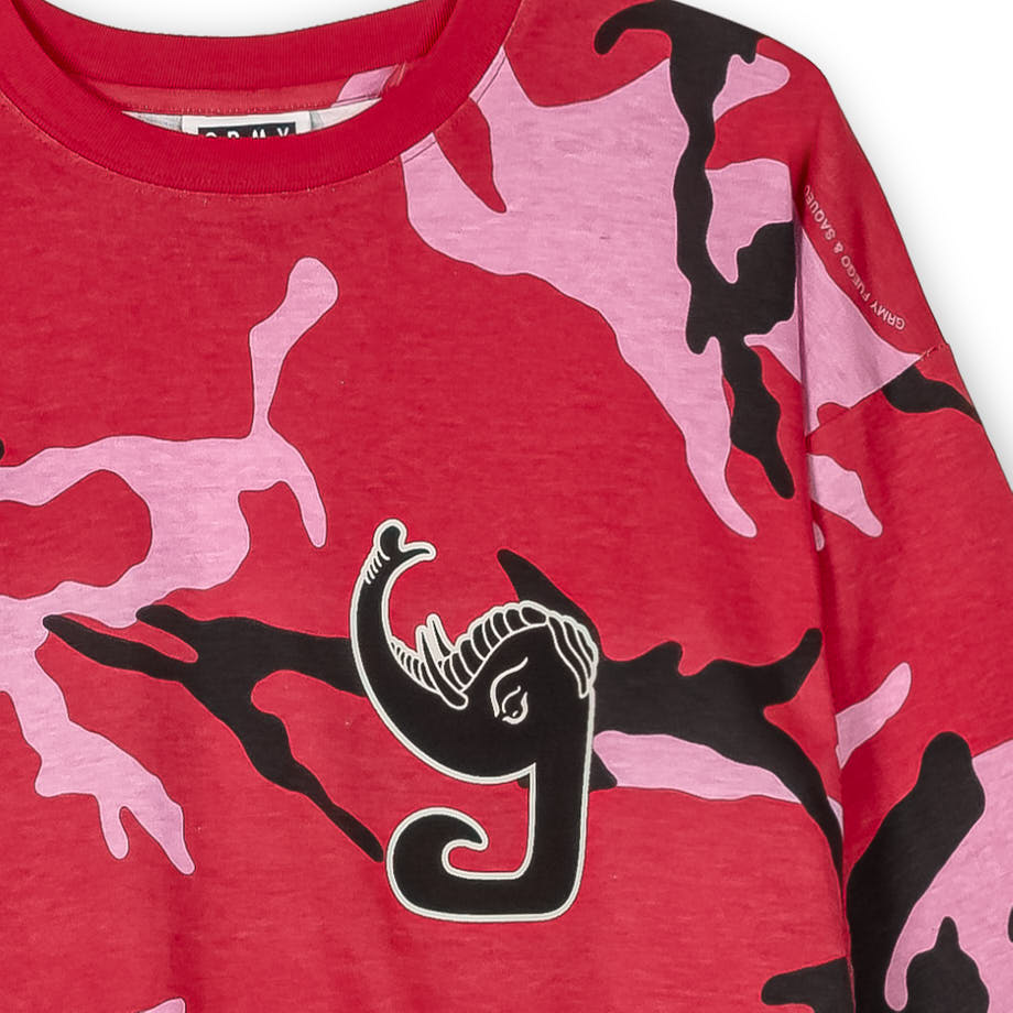 Camiseta Manga Larga Grimey Estampado Integral Tusker Temple Roja