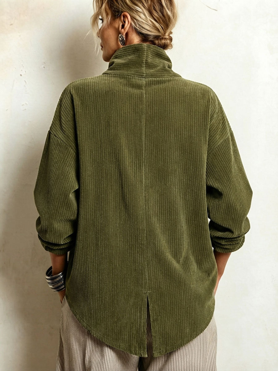 Sandra | Chaqueta de Punto Canalé Verde Oliva