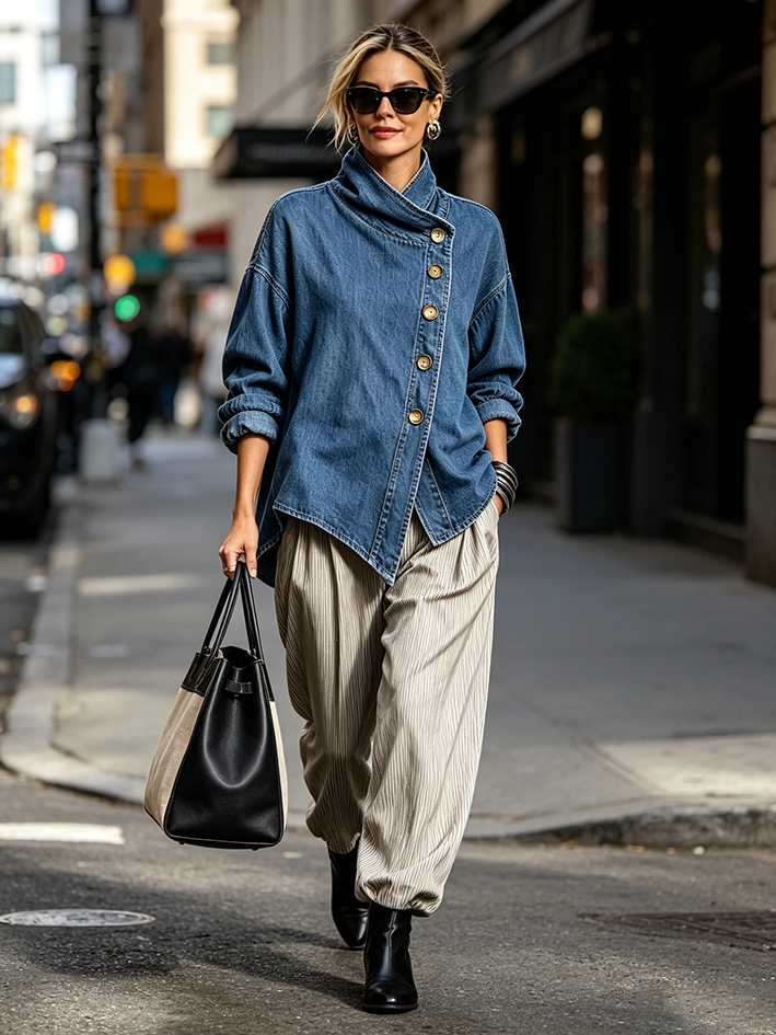 Elena | Chaqueta Vaquera Oversize Asimétrica
