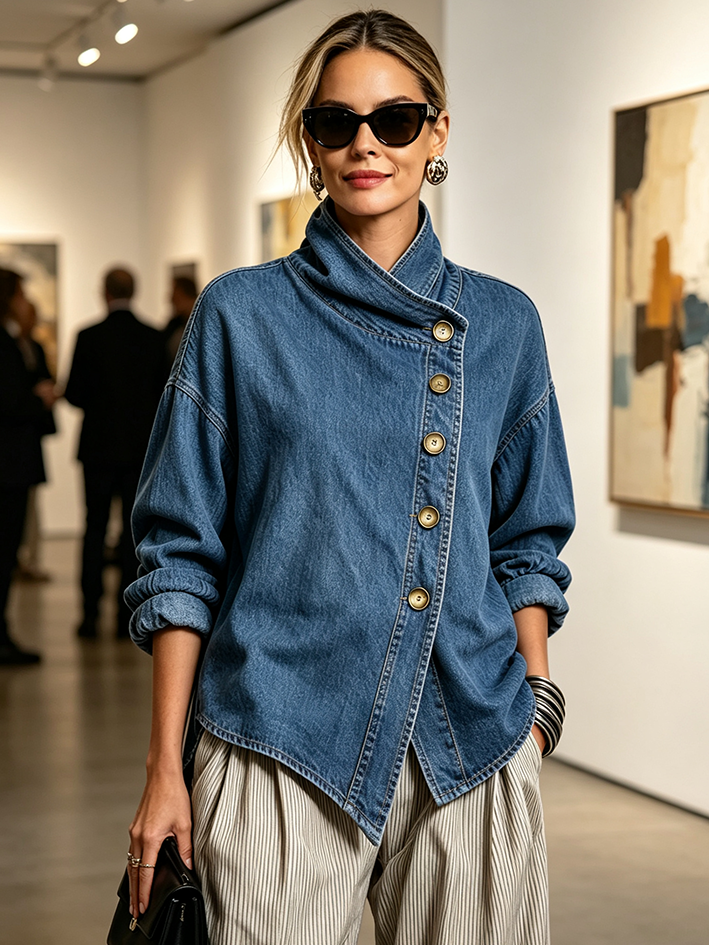 Elena | Chaqueta Vaquera Oversize Asimétrica