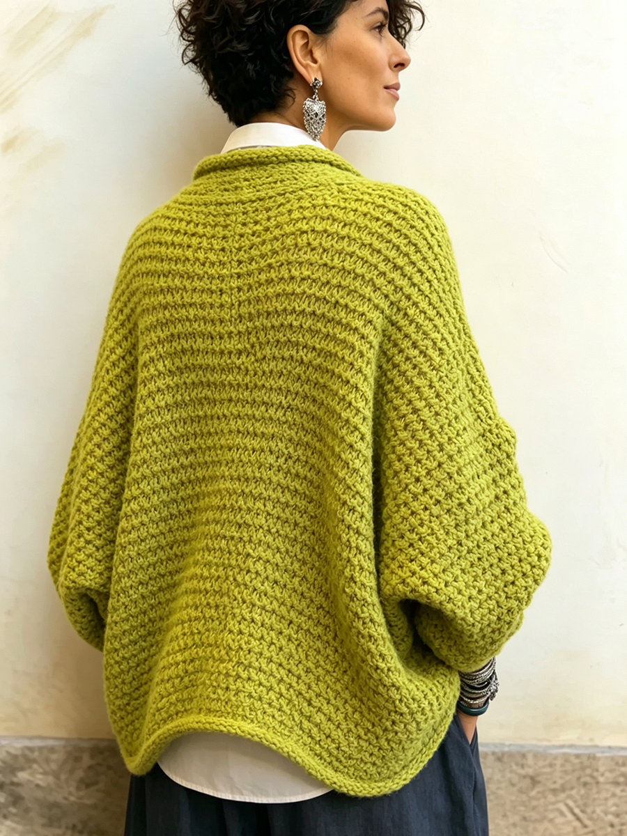 Adela | Jersey Oversize de Manga Murciélago con Cuello Cruzado