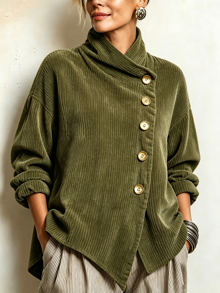 Sandra | Chaqueta de Punto Canalé Verde Oliva