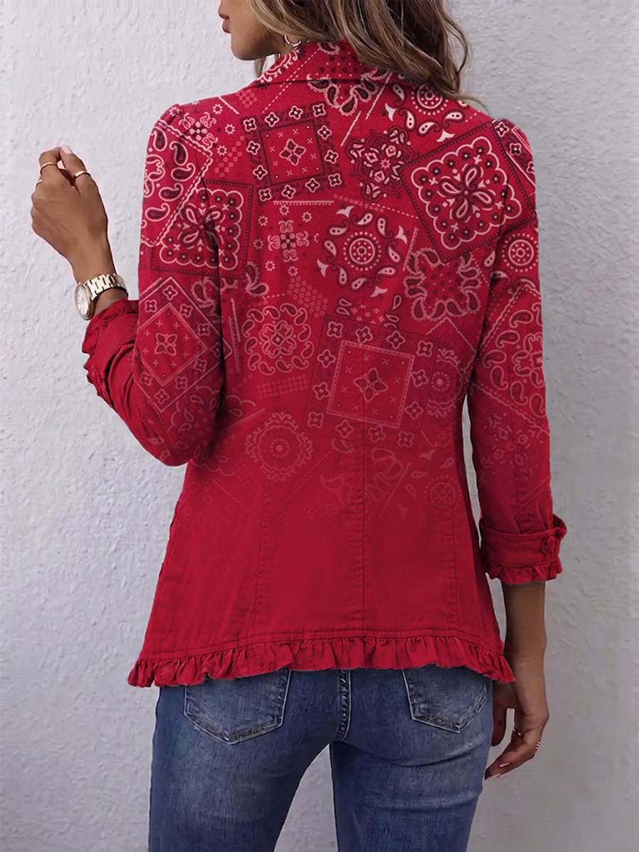 Leocadia | Chaqueta cachemira degradado con volantes