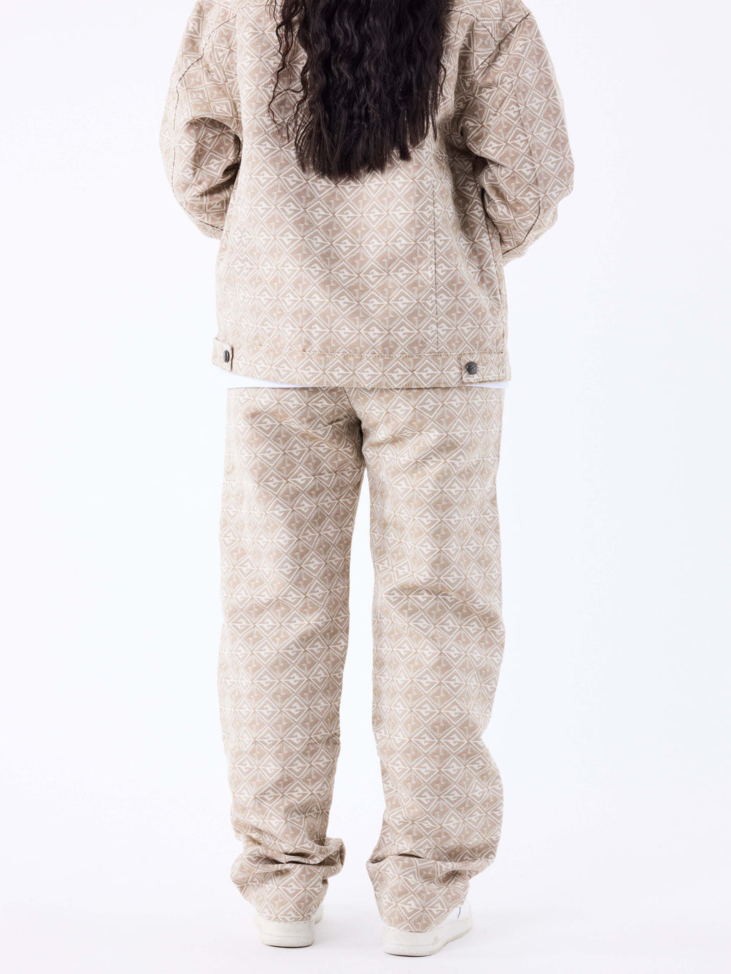 Pantalón Estampado Geométrico Taupe