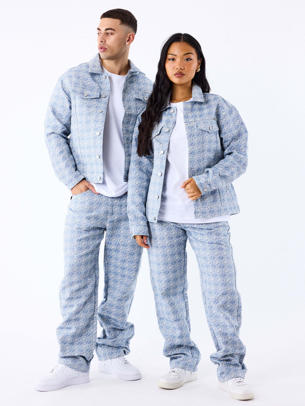 Blue Geometric Print Trousers