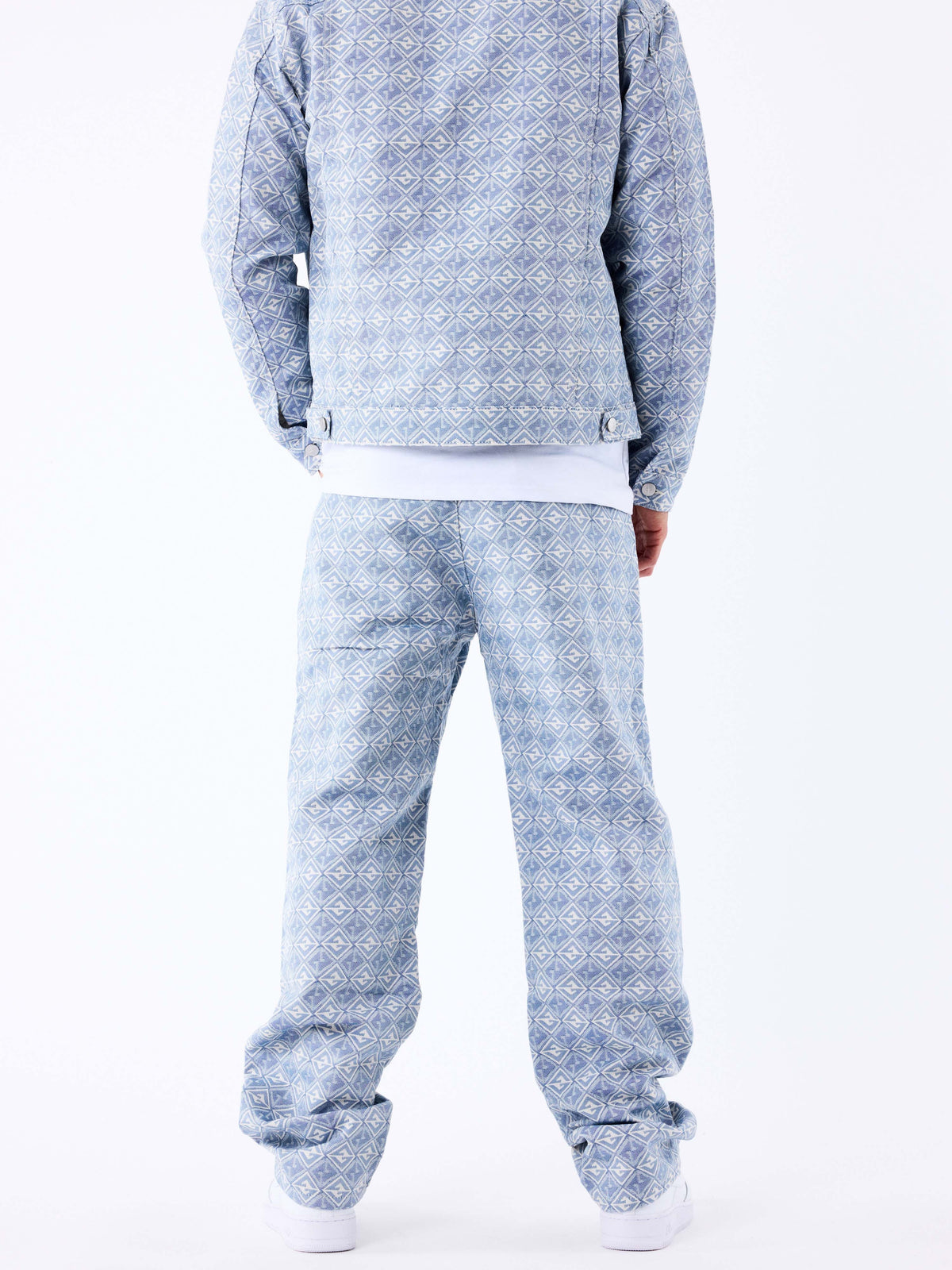 Blue Geometric Print Trousers