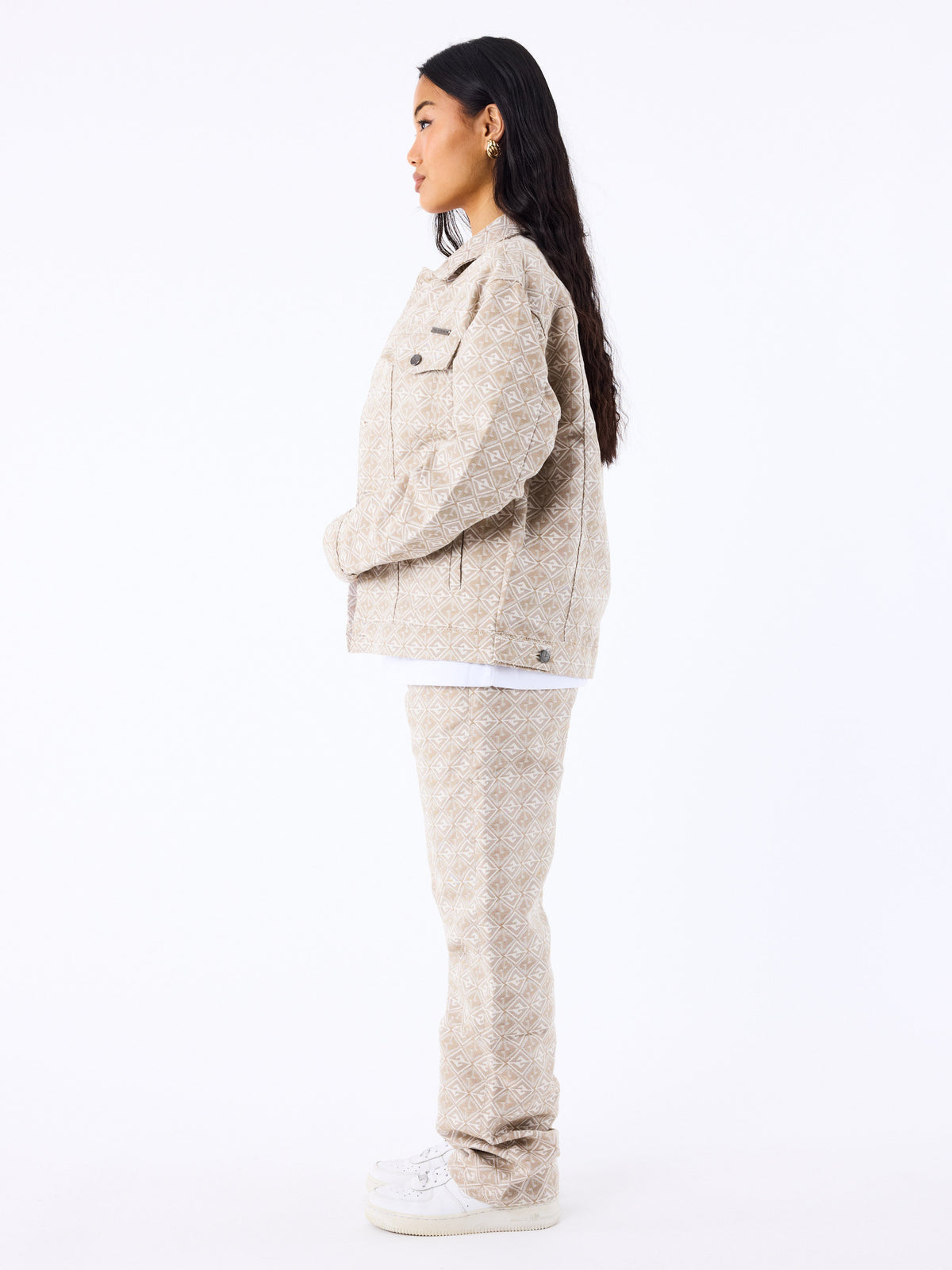 Pantalón Estampado Geométrico Taupe