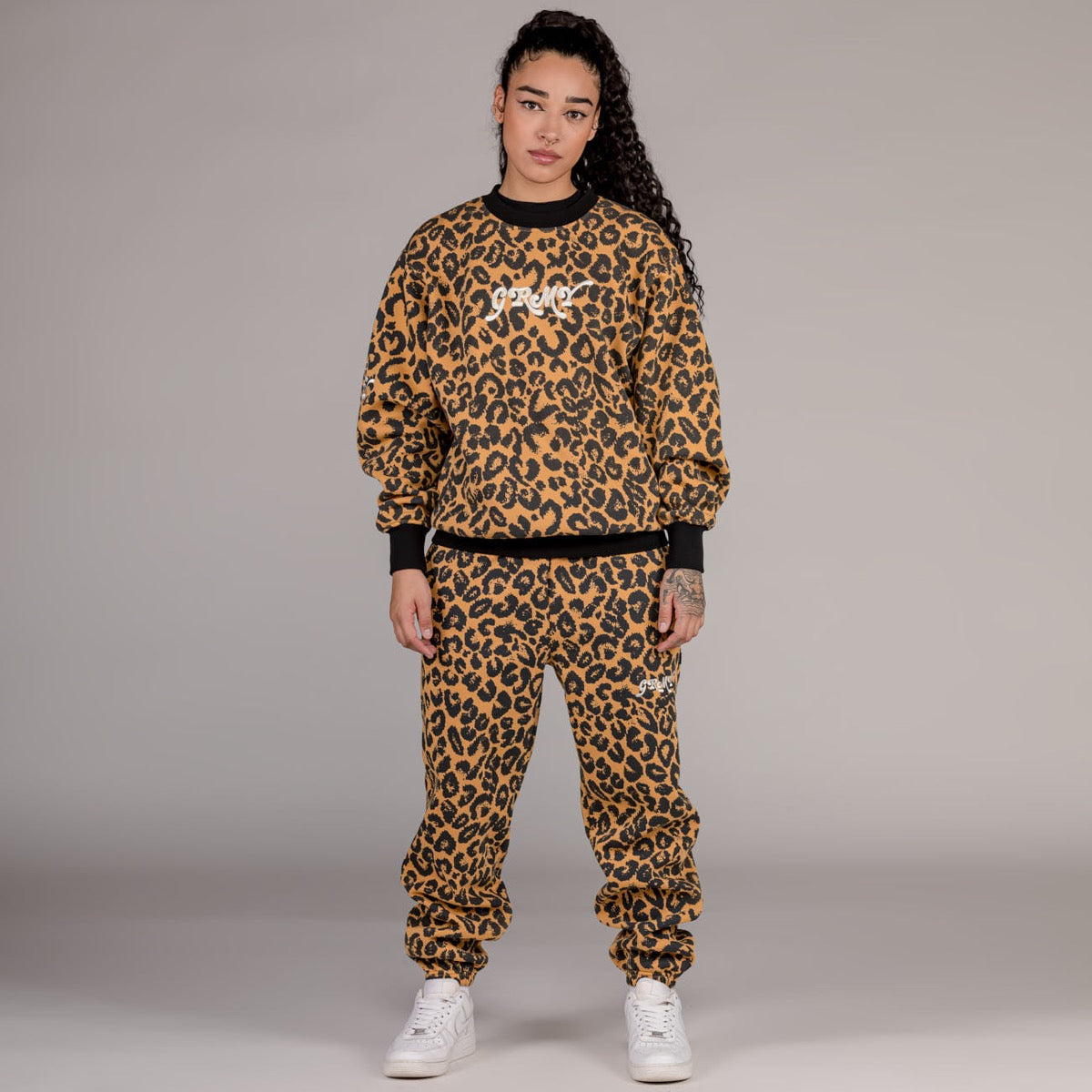 Grimey Westbound Unisex All-Over Print Leopard Crewneck Sweatshirt