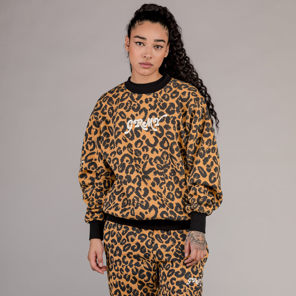 Grimey Westbound Unisex All-Over Print Leopard Crewneck Sweatshirt