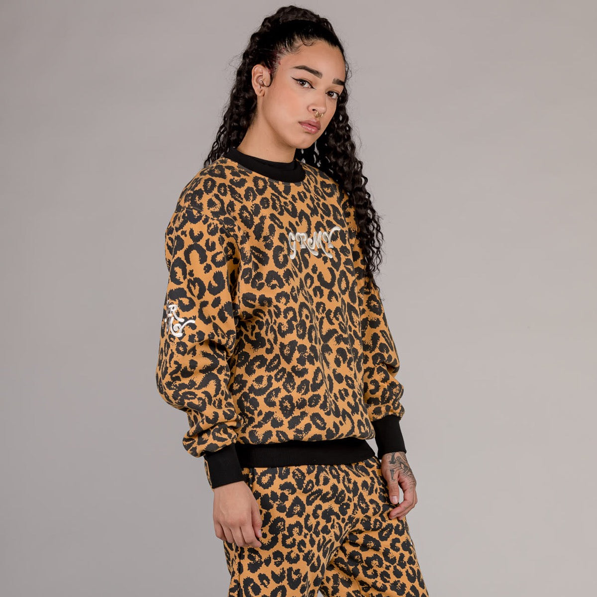 Grimey Westbound Unisex All-Over Print Leopard Crewneck Sweatshirt