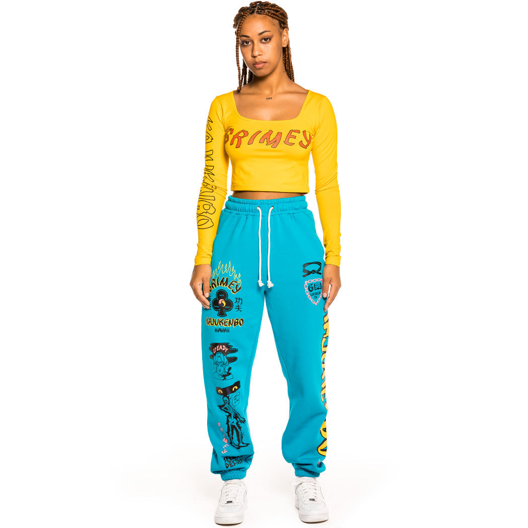 Grimey Women's Destroy All Fear Long Sleeve Cropped T-Shirt Yellow