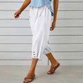 Pantalones capri casuales para mujer con bolsillos