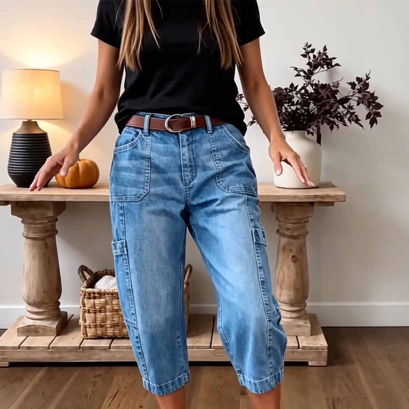 Pantalones vaqueros cortos elásticos informales para mujer