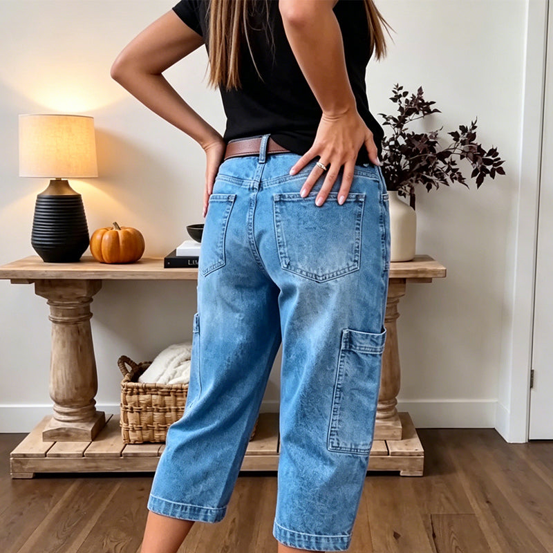 Pantalones vaqueros cortos elásticos informales para mujer