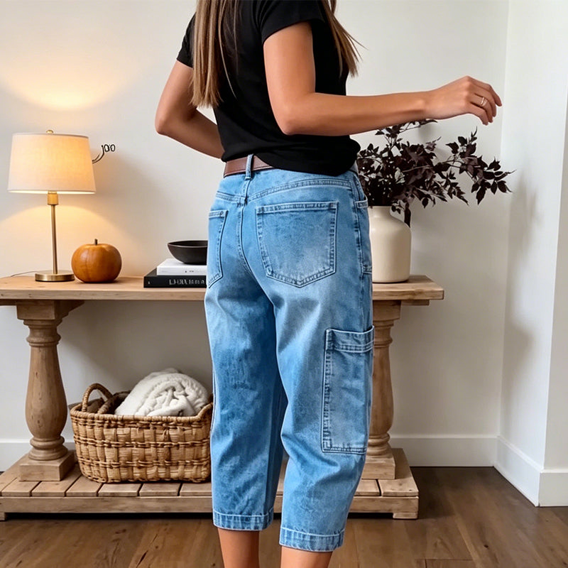 Pantalones vaqueros cortos elásticos informales para mujer