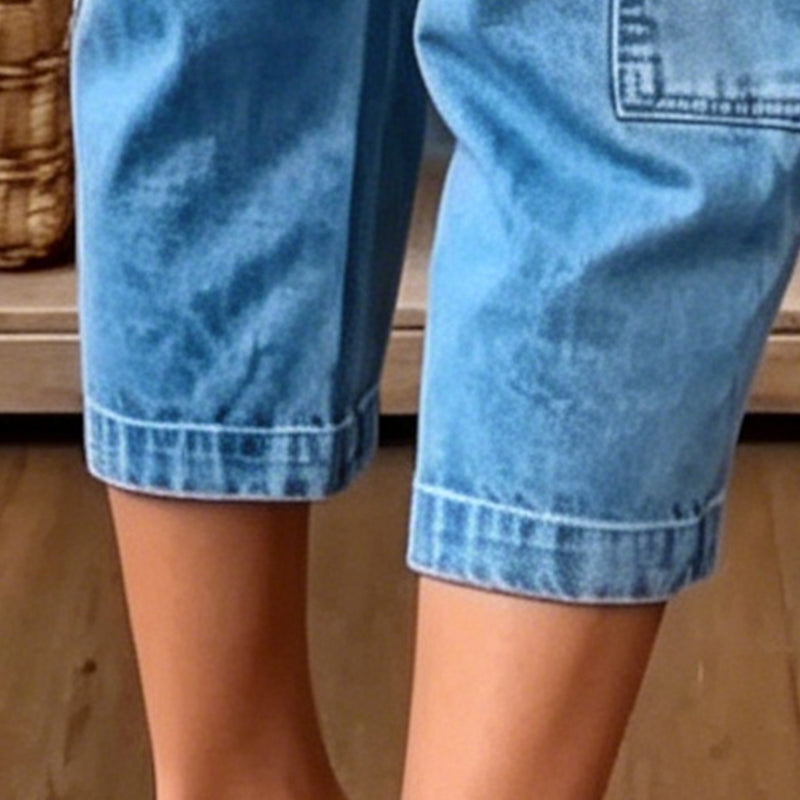 Pantalones vaqueros cortos elásticos informales para mujer