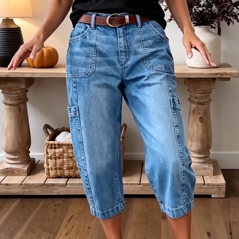 Pantalones vaqueros cortos elásticos informales para mujer