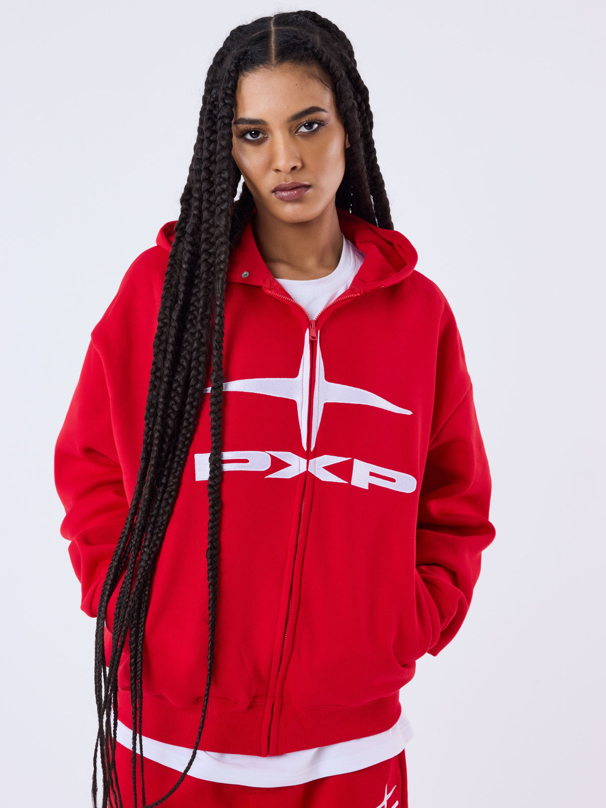 Red Essentials Full-Zip Hoodie